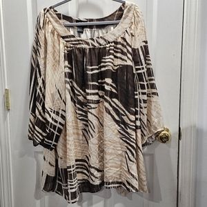 Women's Russell Kemp New York Brown and Cream Blouse 4x